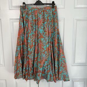 Vintage Maxi Skirt Sz L Layered Teal Paisley Crinkle Boho Fairy Cottage by TSO